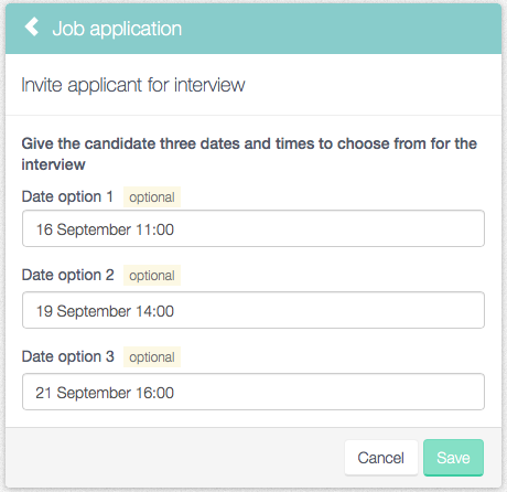 HR provides three potential dates and times for the interview
