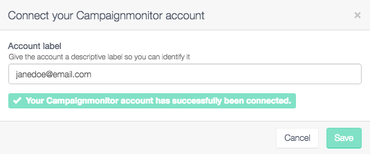 Successfully connected to your Campaign Monitor account