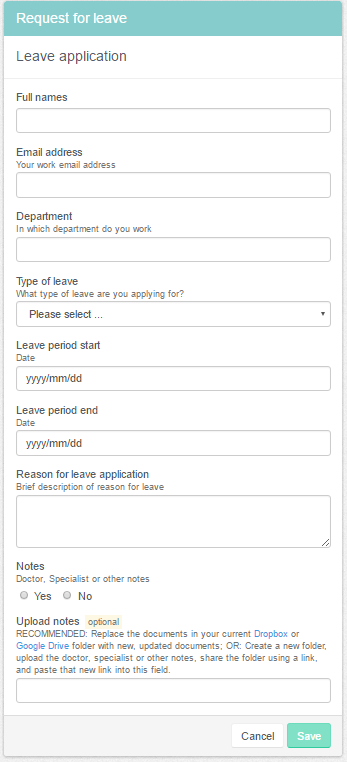 Leave application form