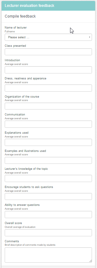 Lecturer evaluation feedback form