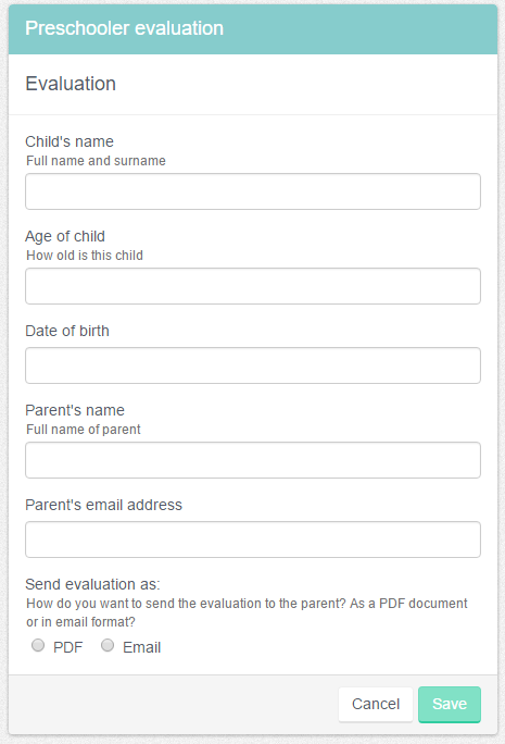 Preschool evaluation form
