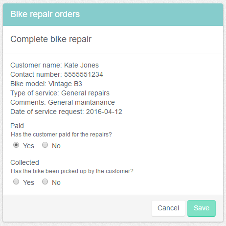 Bike repair/service complete