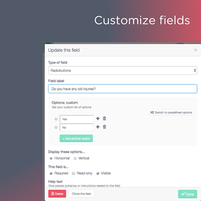 Customize fields