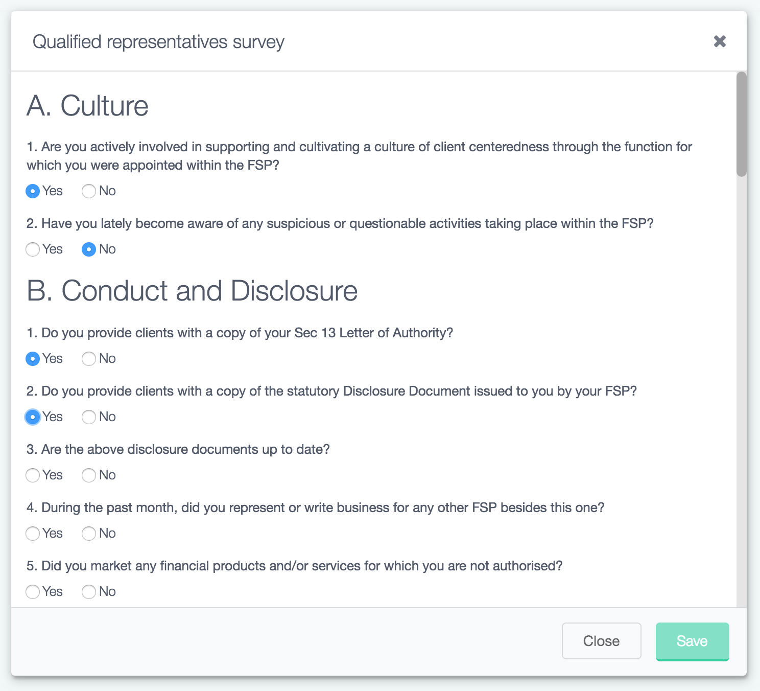 Fill-in the conduct assessment