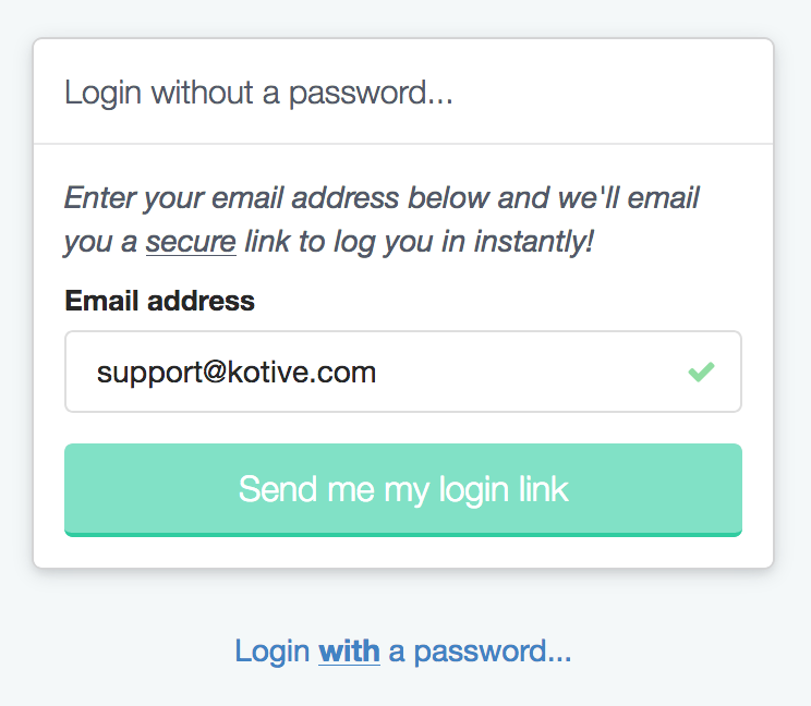 Passwordless login form