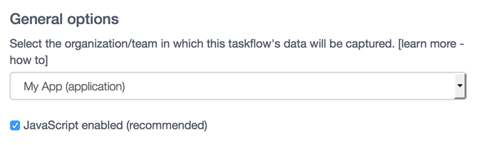 General options under Workflow settings