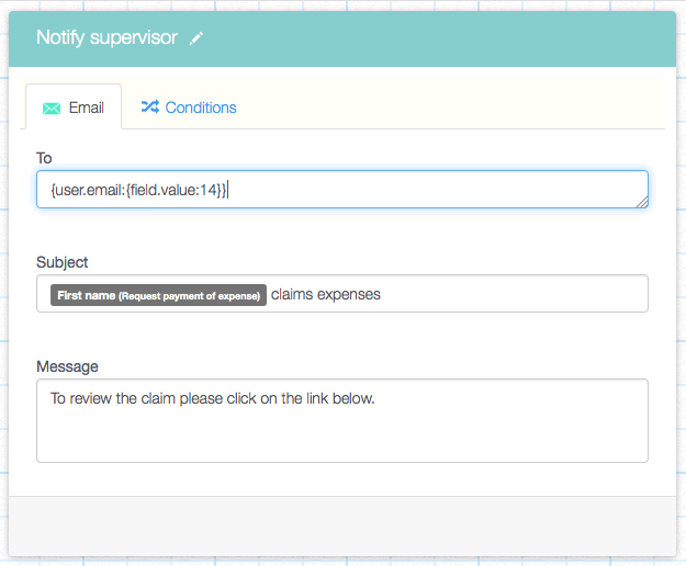 Use dynamic field tags to get the email of the supervisor