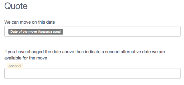 The date fields that are part of the “Quote” task (refer to previous image)