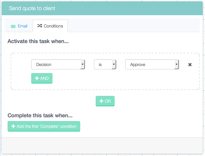 Setting conditions in the Designer