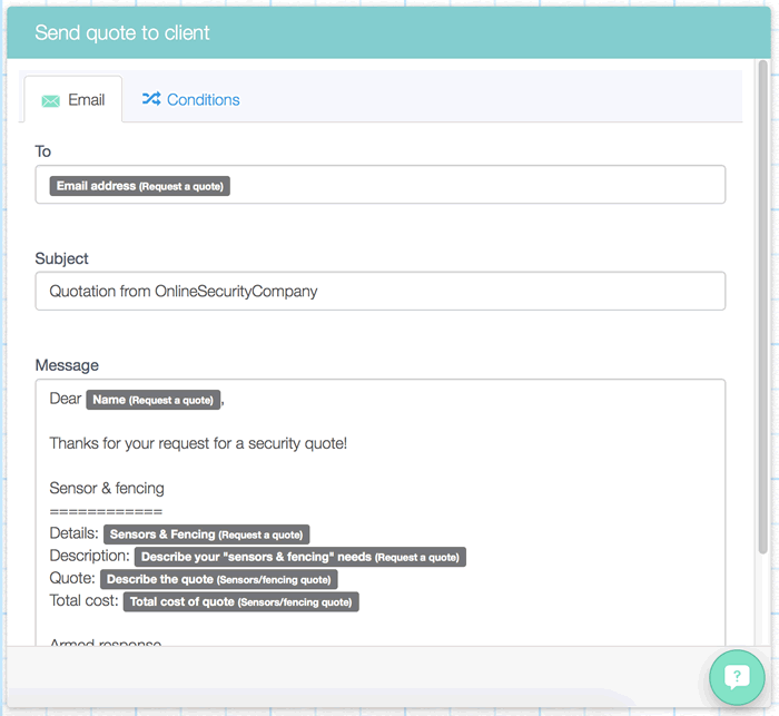 Creating the content of the email in the Designer by using dynamic field tags