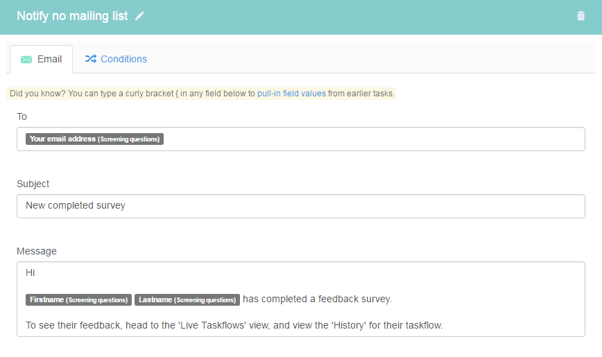 Notify no mailing list